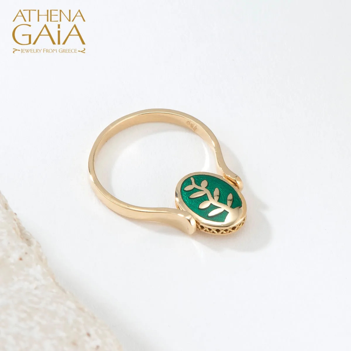 Elegant Rotating Tree of Life Enamel Ring