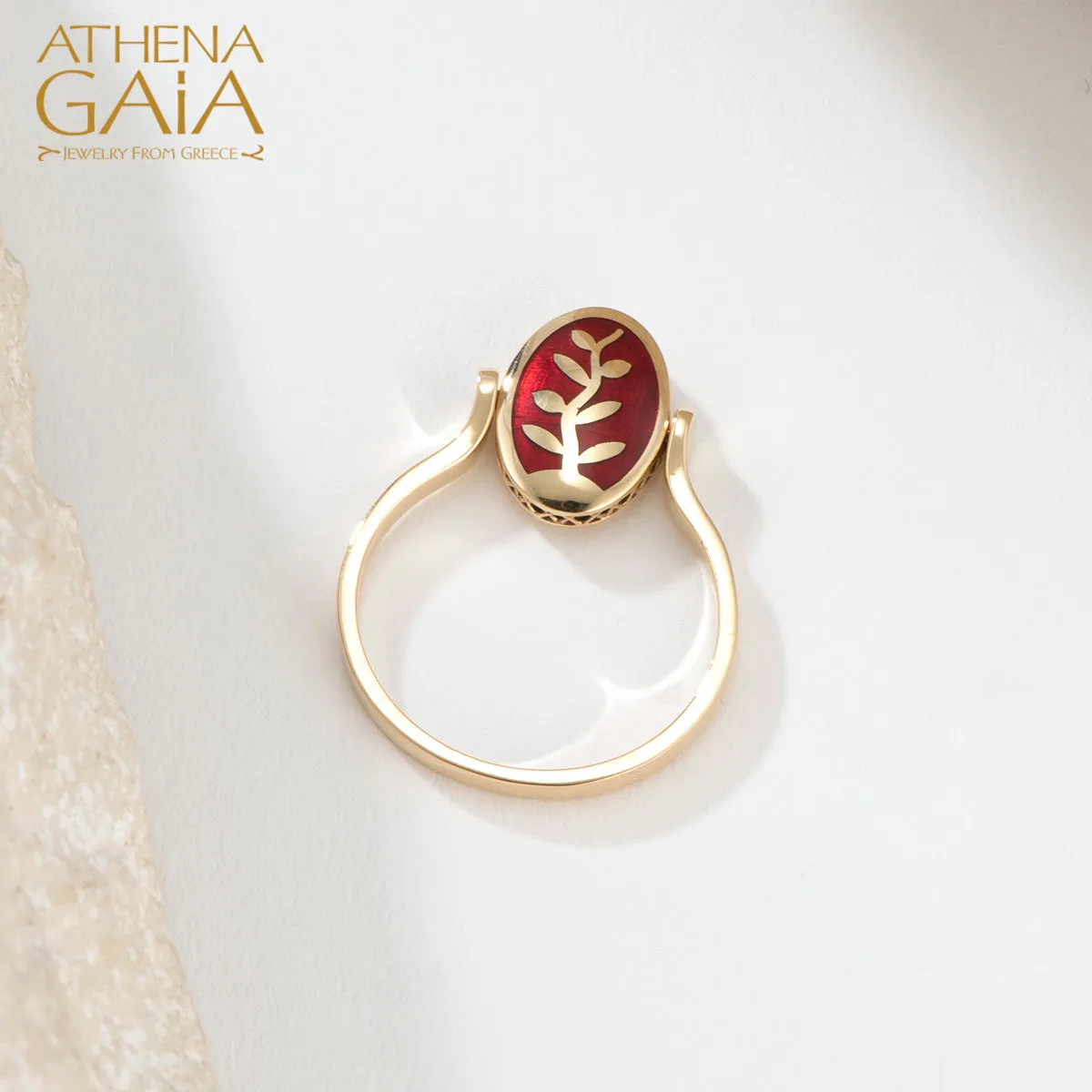 Elegant Rotating Tree of Life Enamel Ring