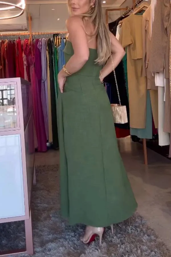 Elegant Solid Color Strapless Dress