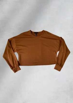 Ellie Cropped Sweatshirt Top - Brown