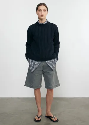 Enza Costa Chunky Cotton Fisherman Sweater indigo