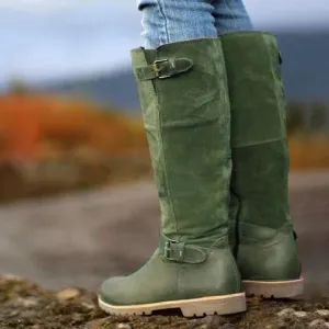 Fashion Women Boots Buckle Strap Sexy High Heels Women Shoes Lace Up Winter Knee-High Boots Warm Size 35-53 Nice Boots