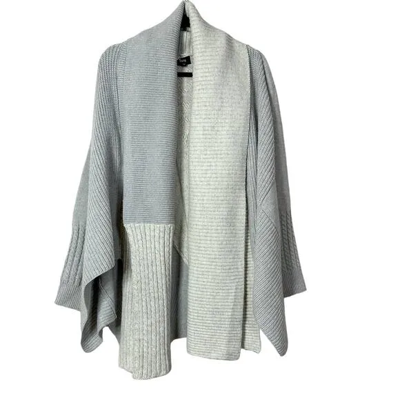 Fate Please Yourself Gray and Cream Open Shawl Chunky Cardigan, EUC, Small
