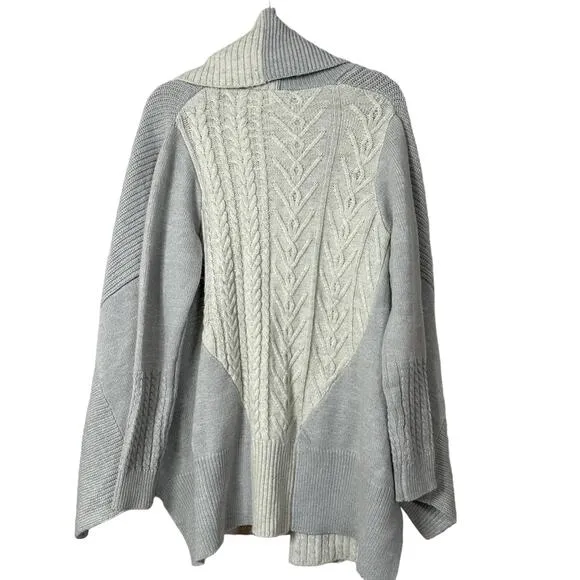Fate Please Yourself Gray and Cream Open Shawl Chunky Cardigan, EUC, Small