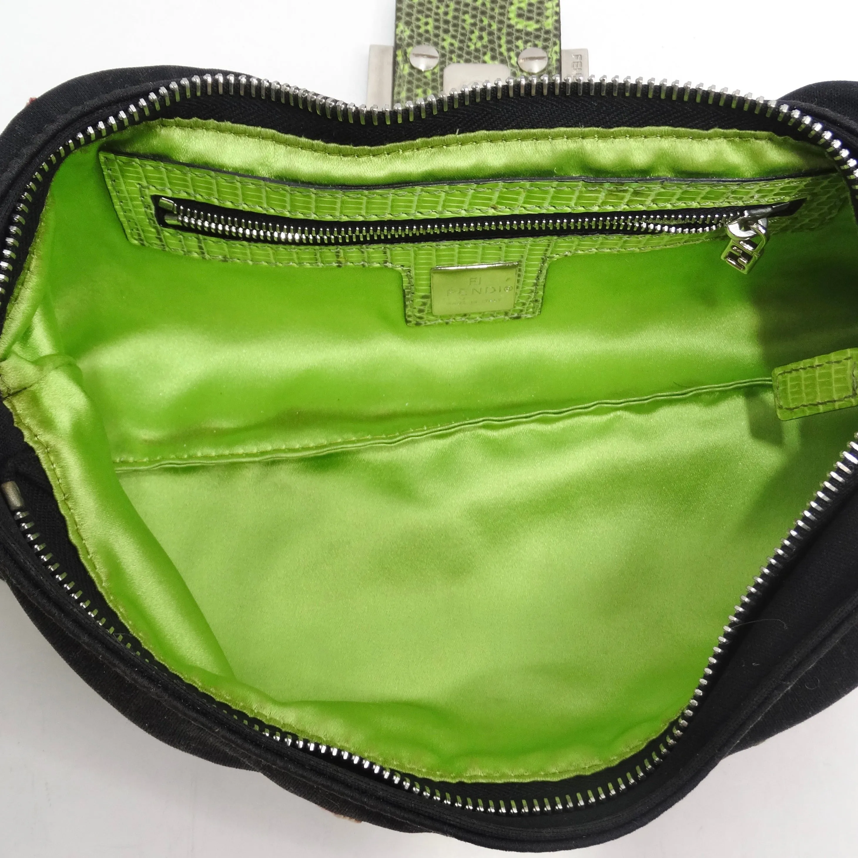 Fendi Flower Embroidered Lizard Embossed Shoulder Bag