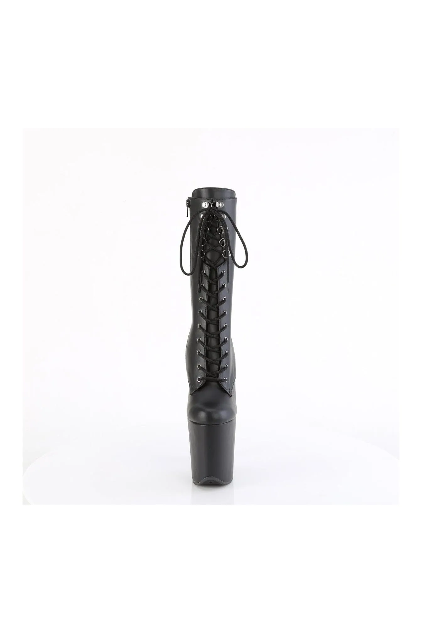 FLAMINGO-1054 Black Faux Leather Mid Calf Boot