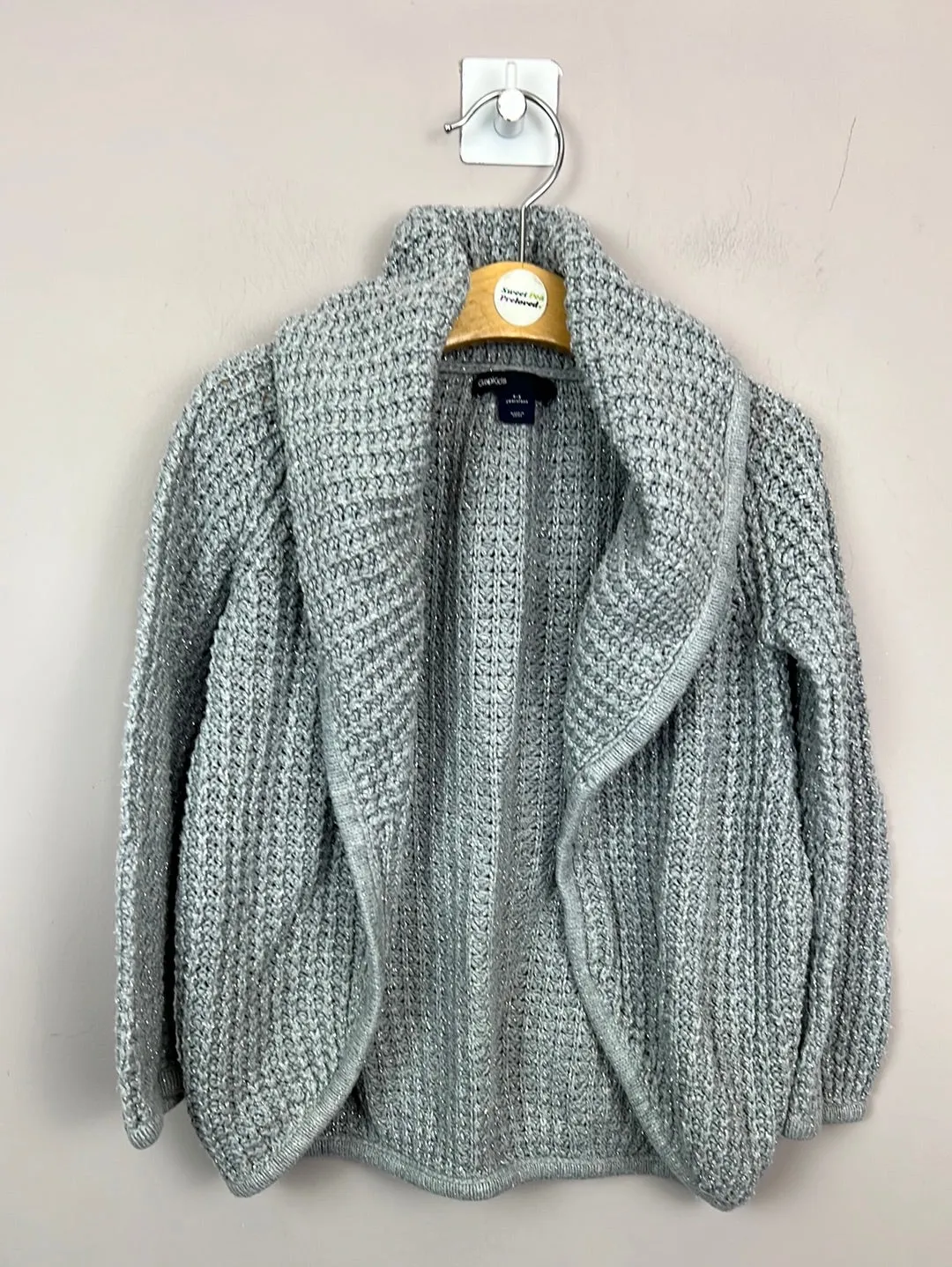 GAP Grey sparkle shawl collar cardigan 4-5y