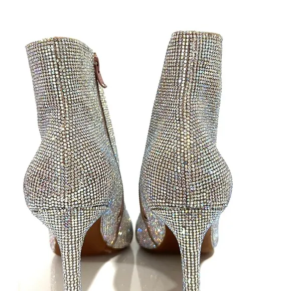 Gianni Bini Rhinestone Embellished Annina Silver Booties