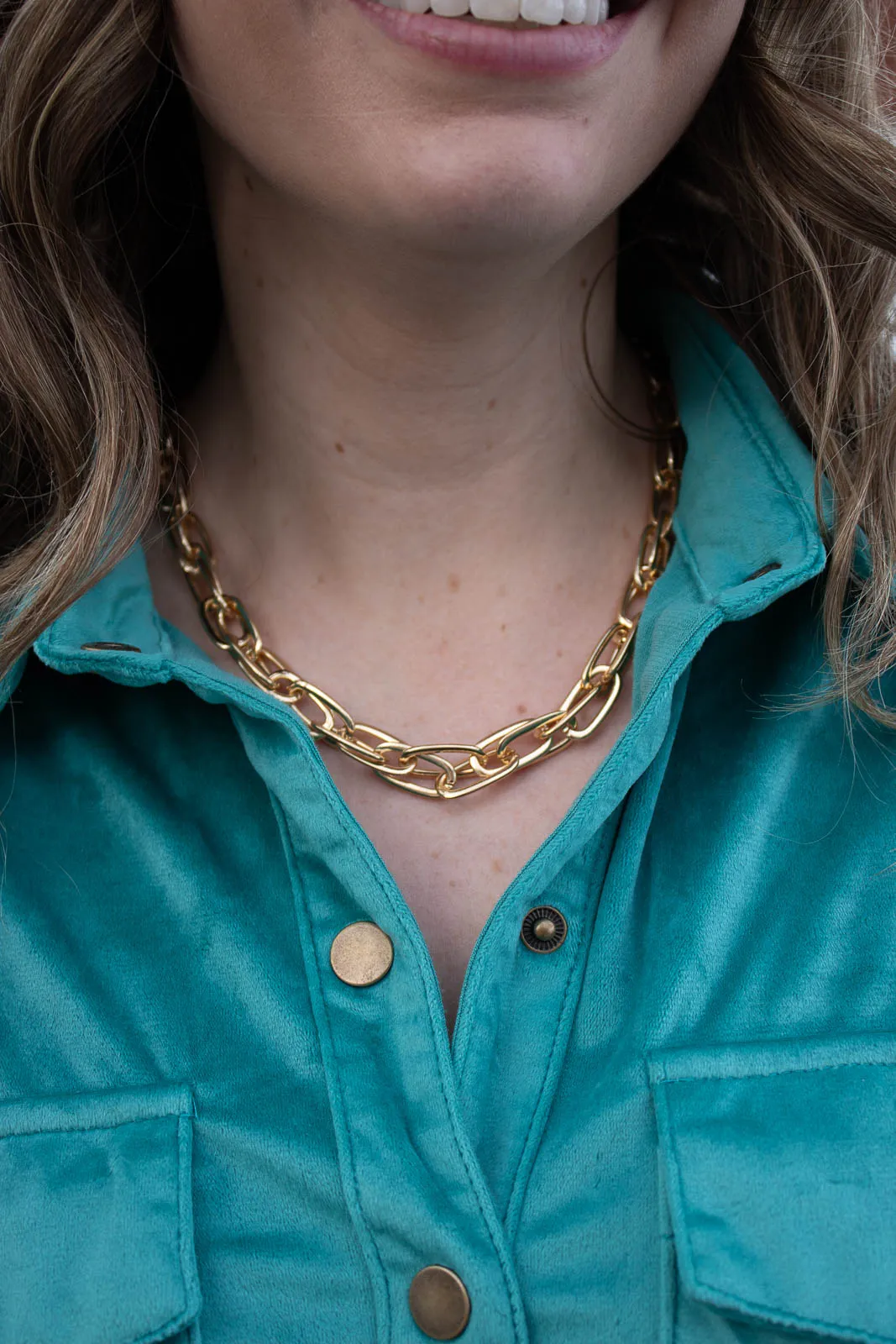Gold Interwoven Double Chain Chunky Necklace
