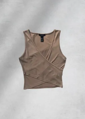 Grace Crossover Crop Top - Beige