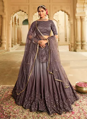 Grey Shaded Heavy Embroidered Stylish Lehenga Choli