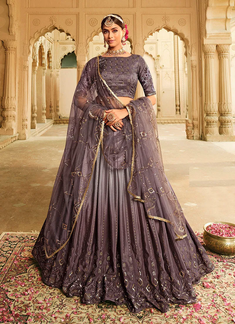 Grey Shaded Heavy Embroidered Stylish Lehenga Choli