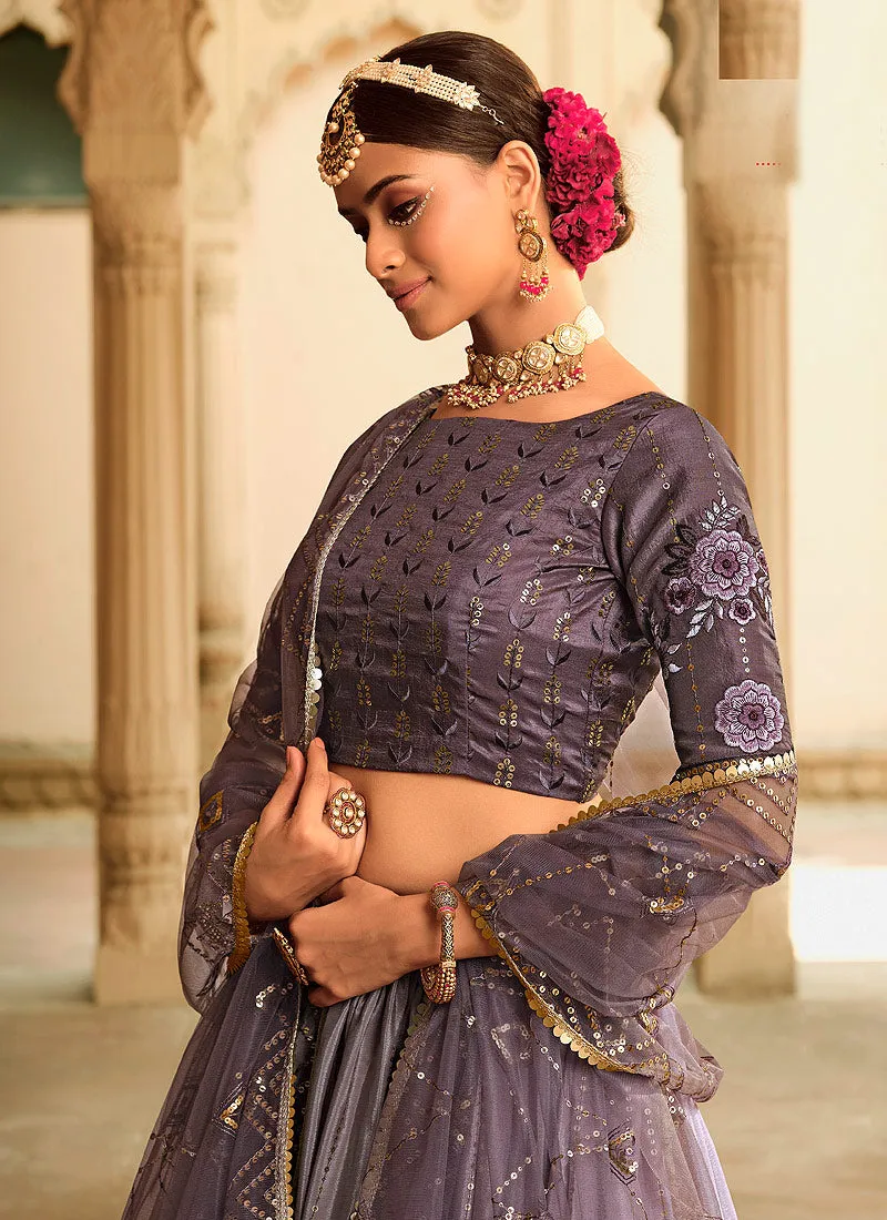 Grey Shaded Heavy Embroidered Stylish Lehenga Choli
