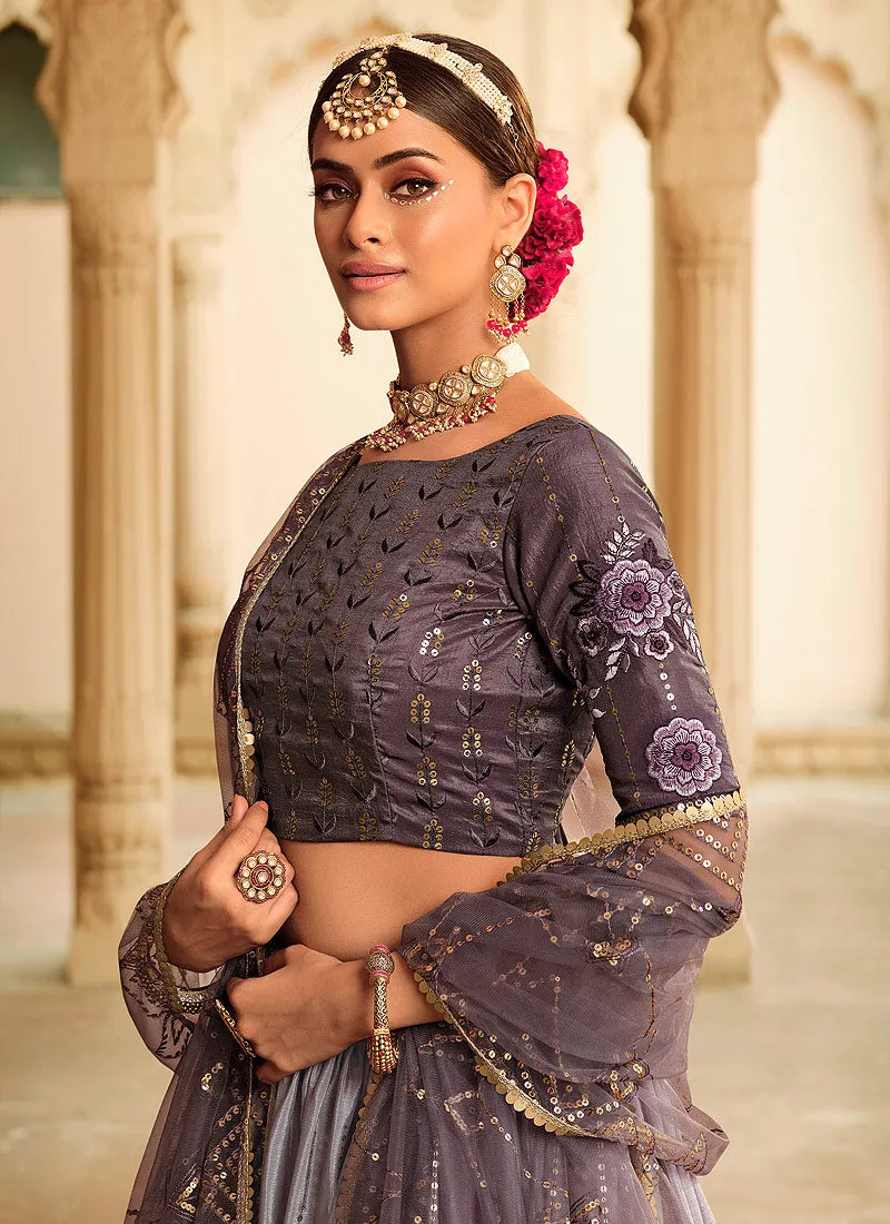 Grey Shaded Heavy Embroidered Stylish Lehenga Choli