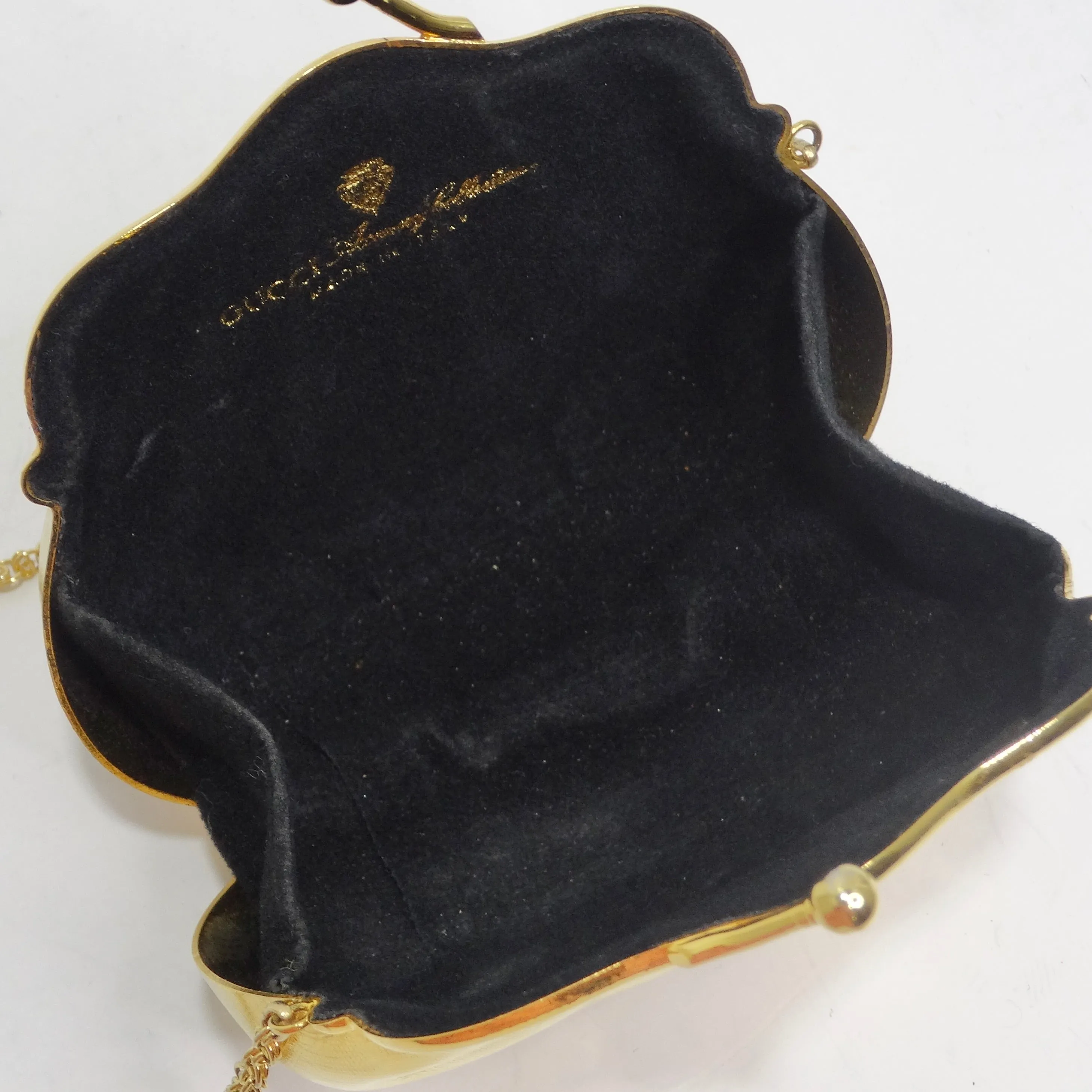 Gucci 1980s Gold Tone Metal Shell Minaudière Evening Bag