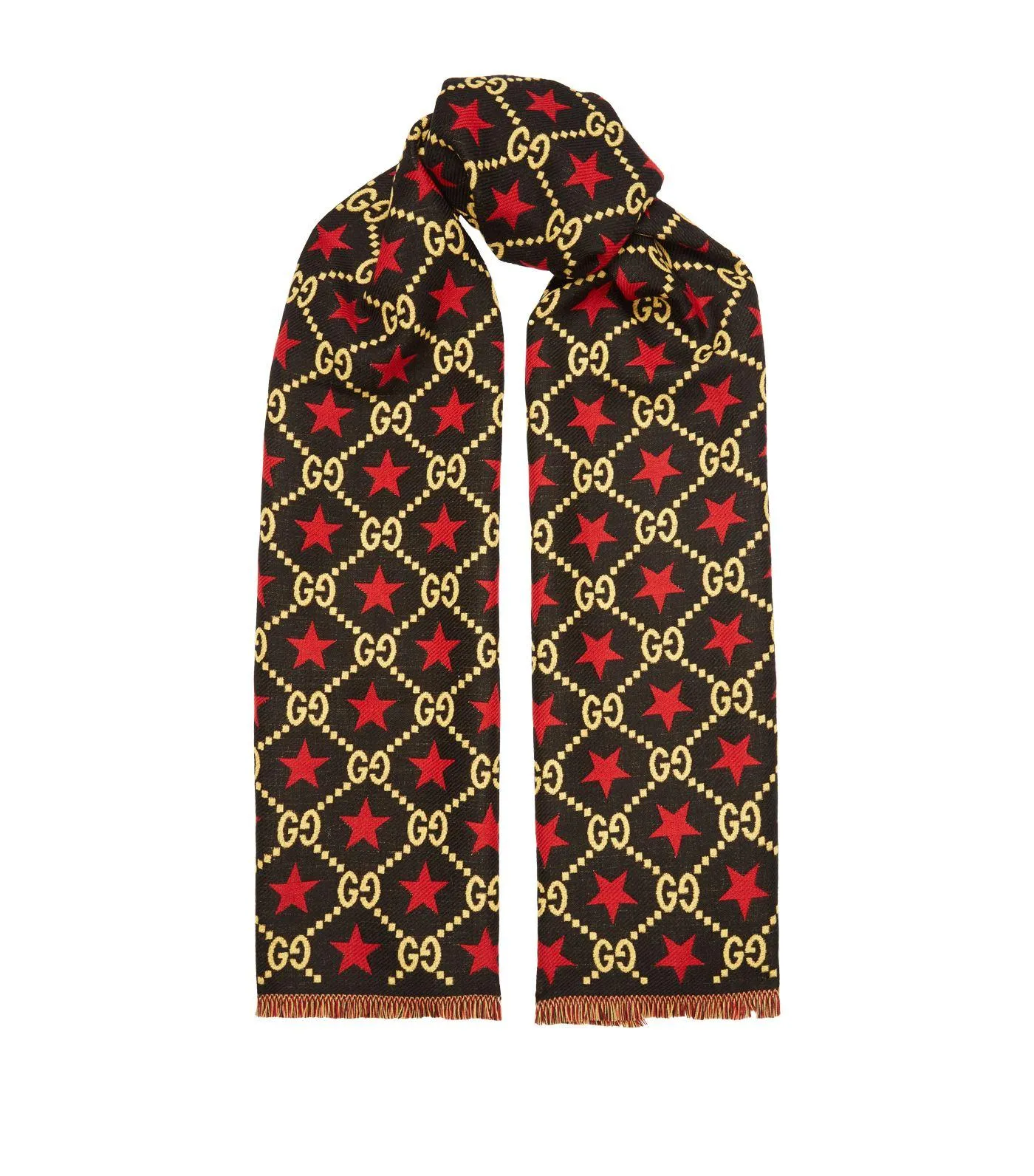 Gucci GG Stars Scarf in Black and Red