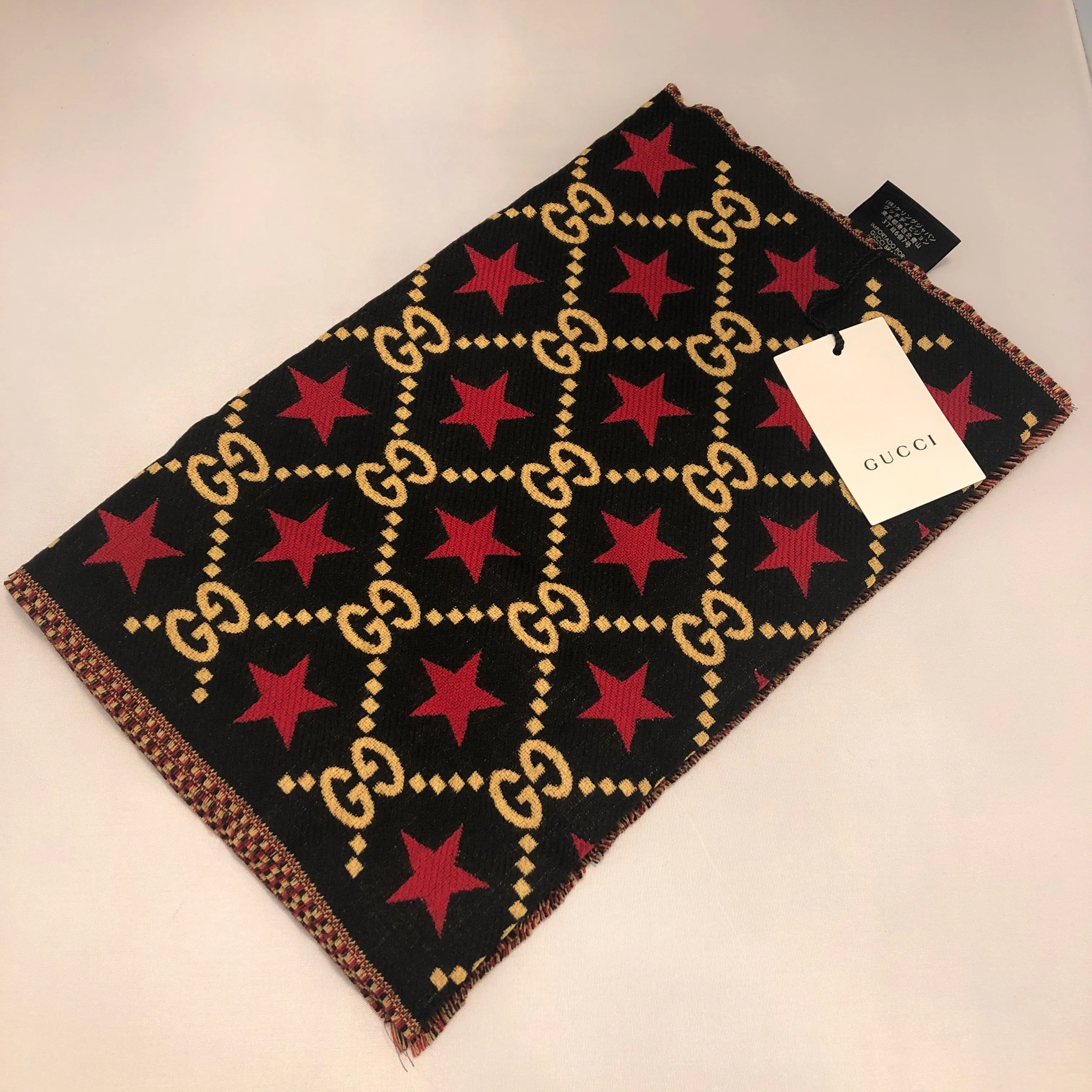 Gucci GG Stars Scarf in Black and Red