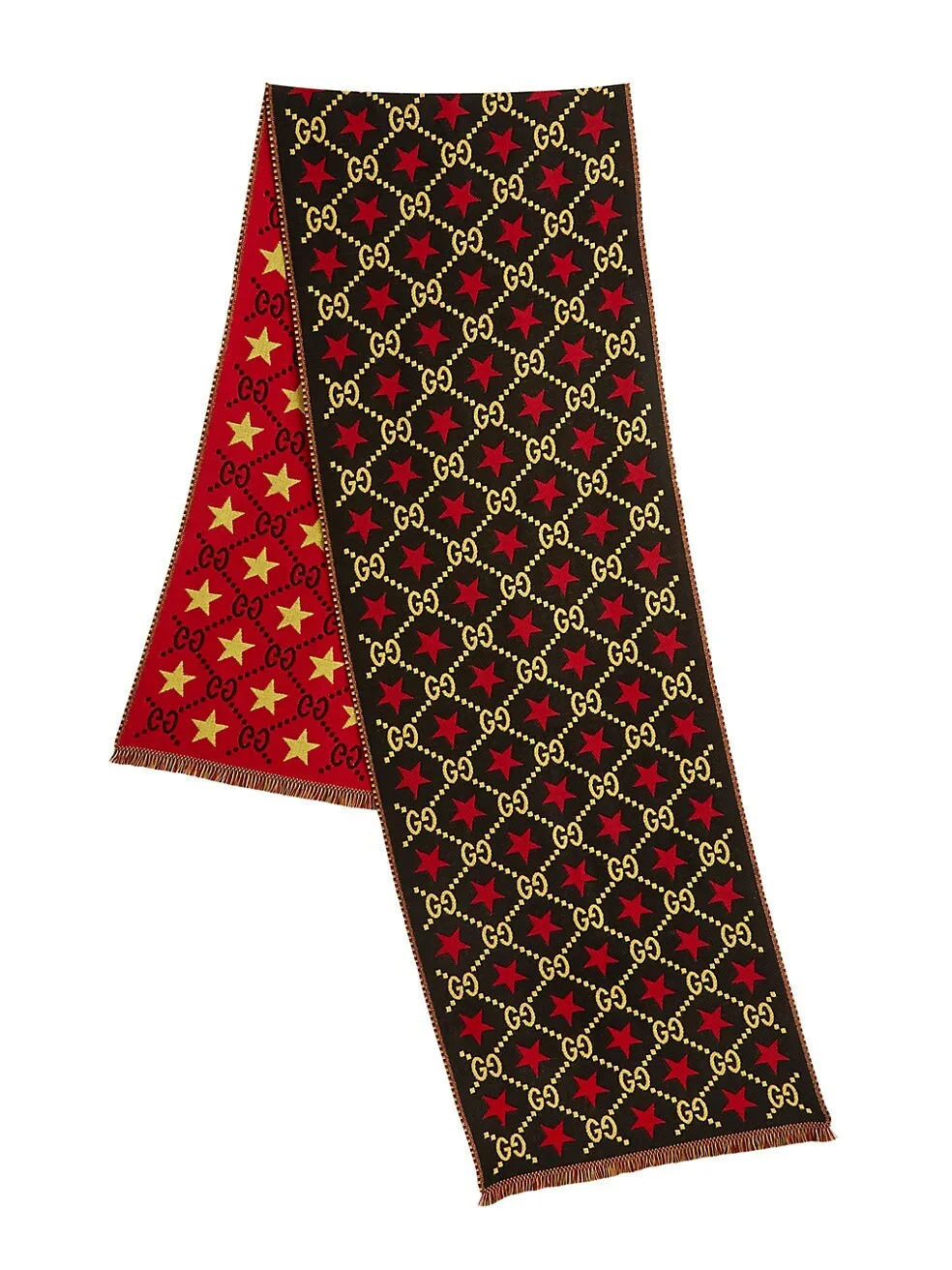 Gucci GG Stars Scarf in Black and Red