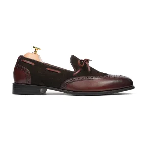 Handmade Custom Brown Calf and Suede Leather Mens Loafers