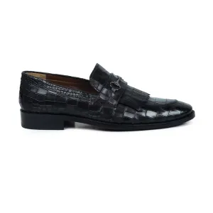 Handmade Custom Calf Leather Black Mens Loafers