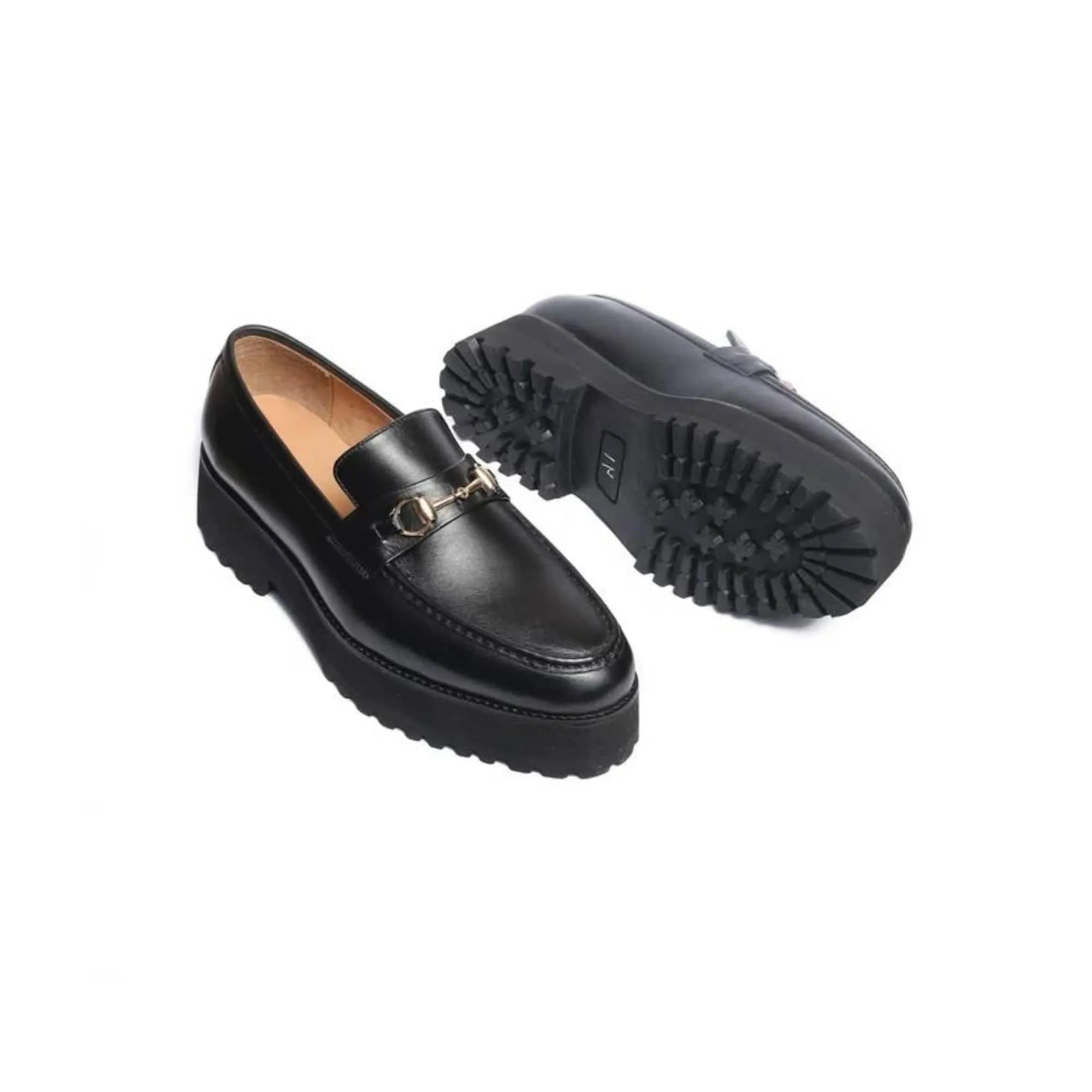 Handmade Custom Calf Leather Black Mens Loafers