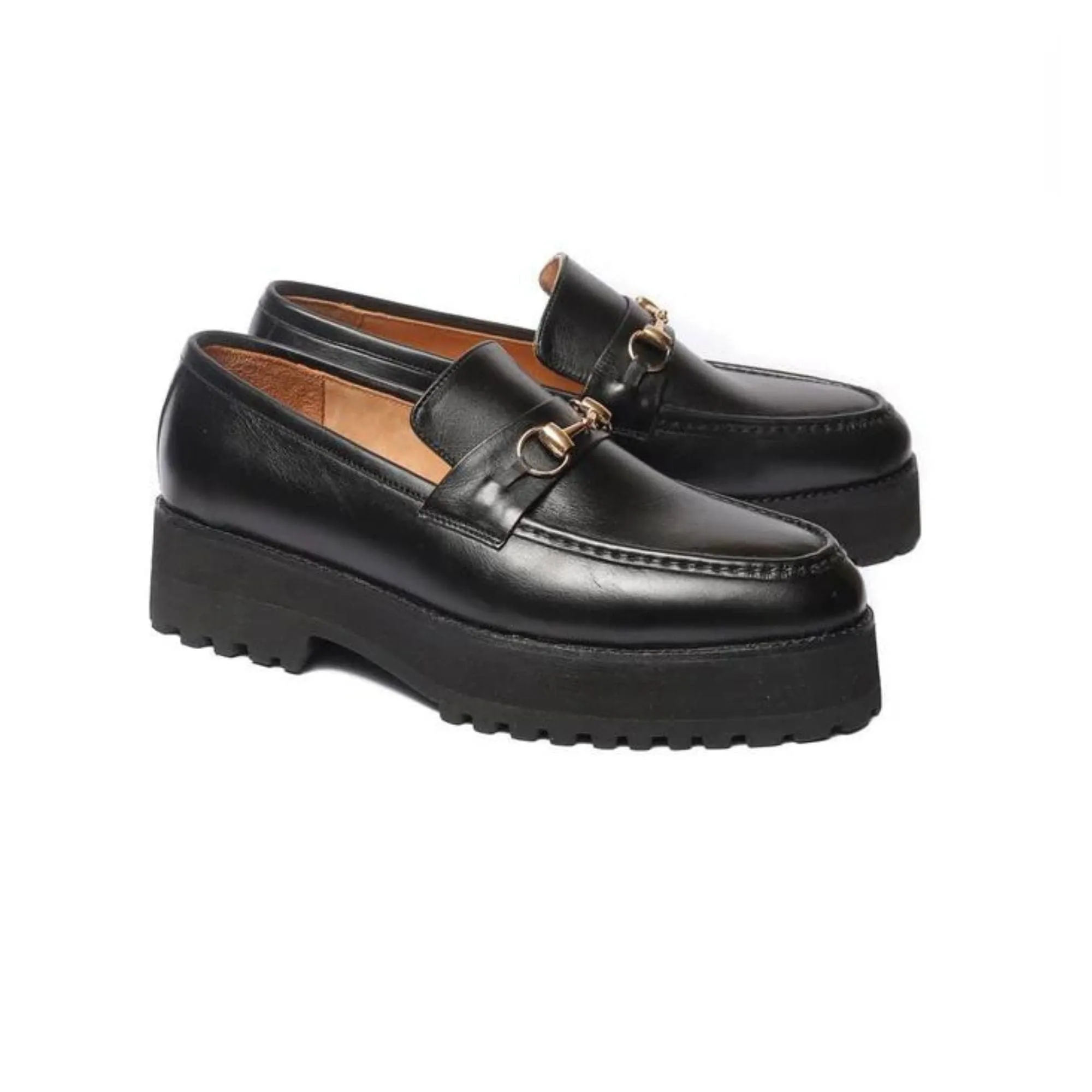Handmade Custom Calf Leather Black Mens Loafers