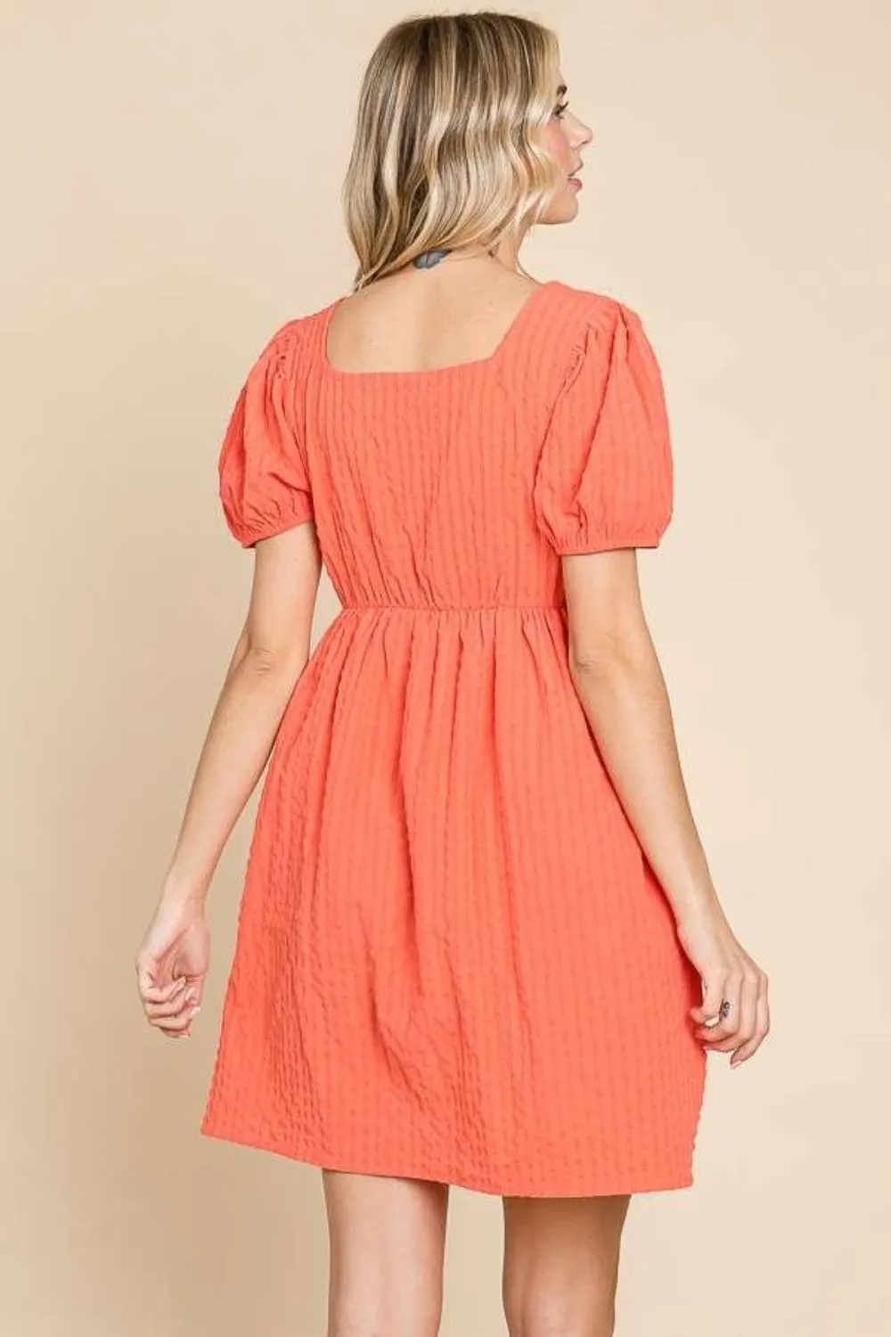 Hazel Blues® |  Culture Code Textured Square Neck Short Sleeve Dress