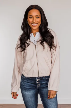 Hiding My Feelings Cropped Hoodie- Light Oatmeal