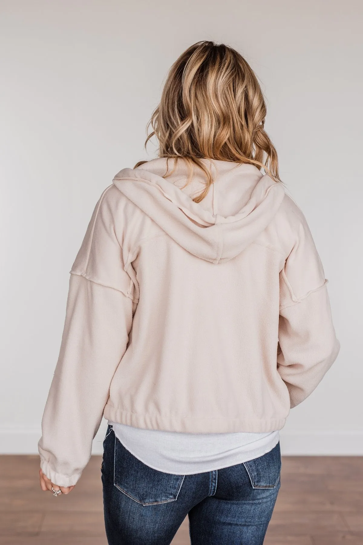 Hiding My Feelings Cropped Hoodie- Light Oatmeal