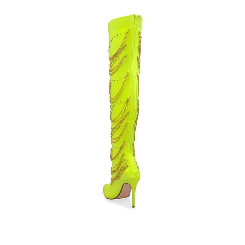 High Heels Women's Pointed Toe Over Knee Boots Party Shoes