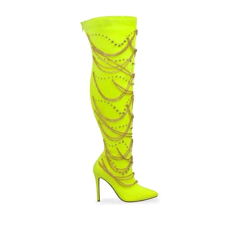 High Heels Women's Pointed Toe Over Knee Boots Party Shoes