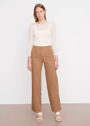 High Waist Washed Casual Pant (Tapenade)