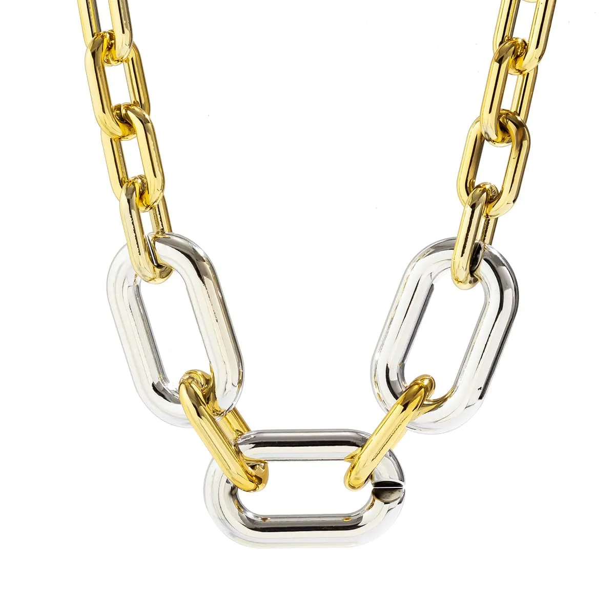 Hip Hop Two Tone Chunky Cable Chain Choker Necklace