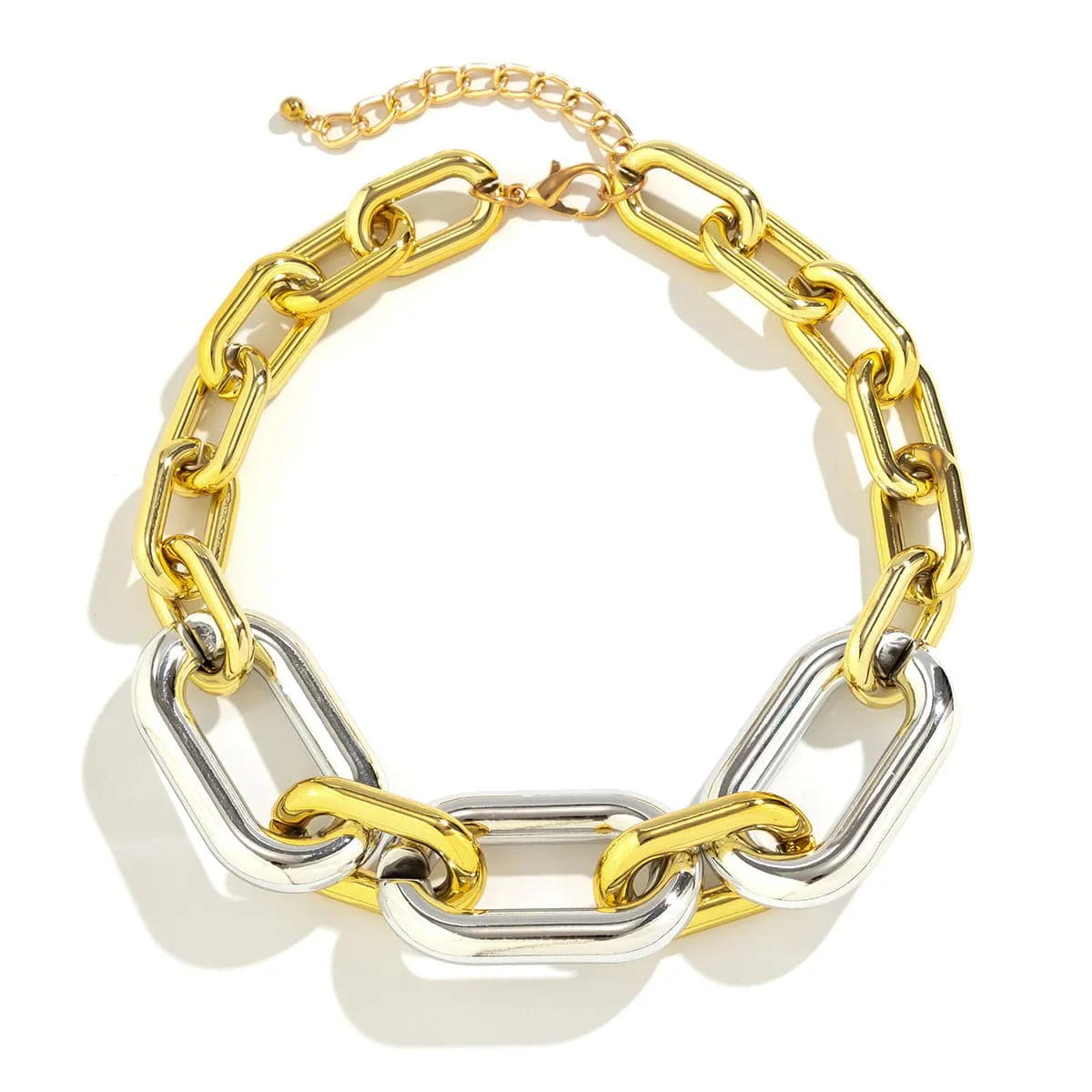Hip Hop Two Tone Chunky Cable Chain Choker Necklace