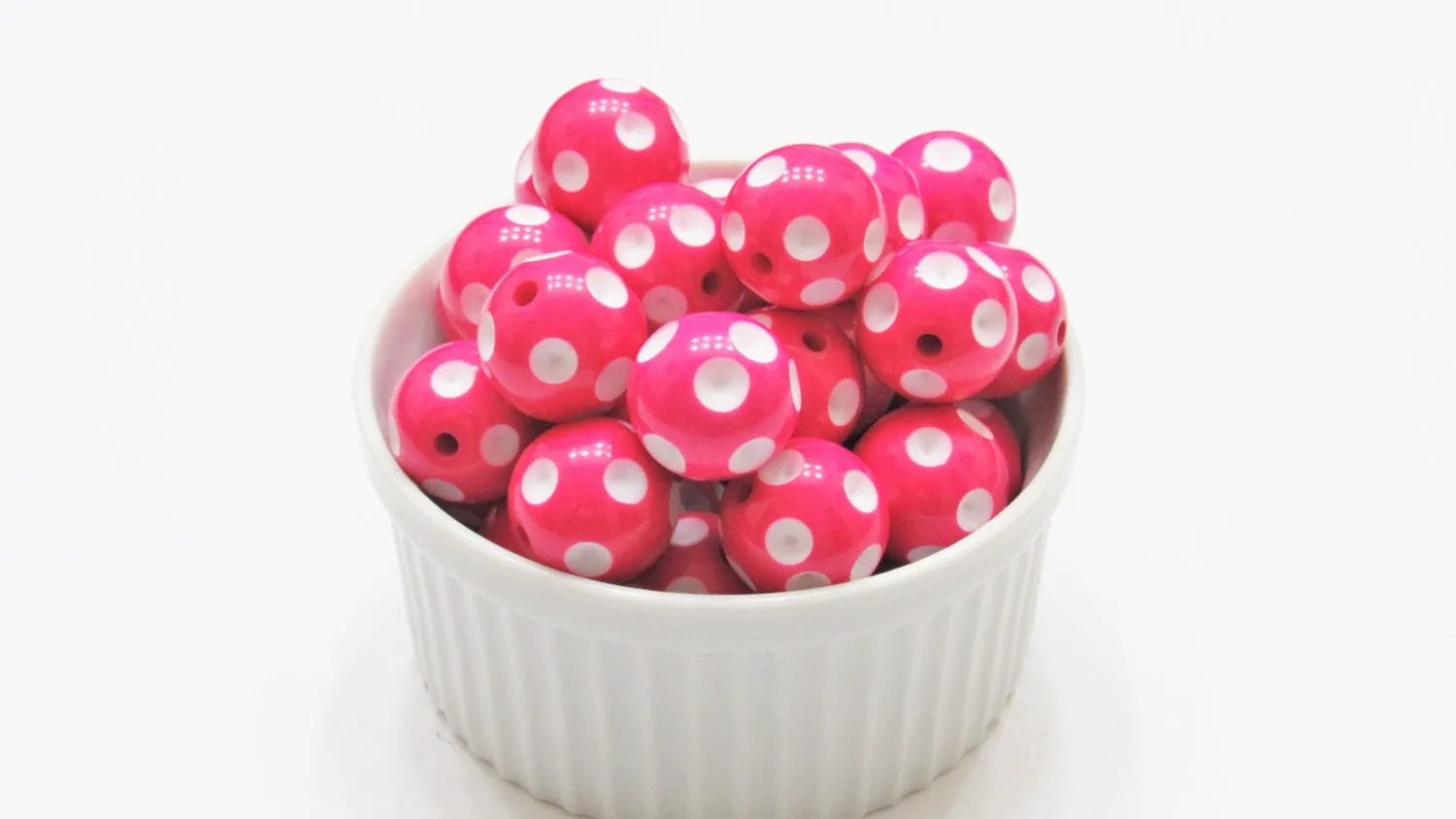 Hot Pink 20mm Polka Dot Beads, Chunky Bubblegum Beads, Gumball Beads, Chunky Beads, Round Acrylic Bead, Chunky Necklace Bead Supply