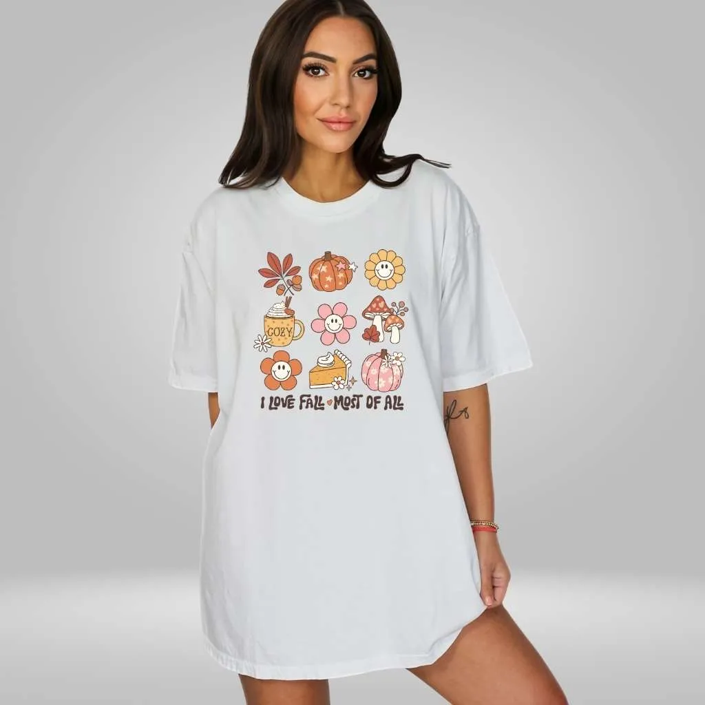 I Love Fall Most of All Retro Tee | Cozy Fall Vibes Unisex Shirt
