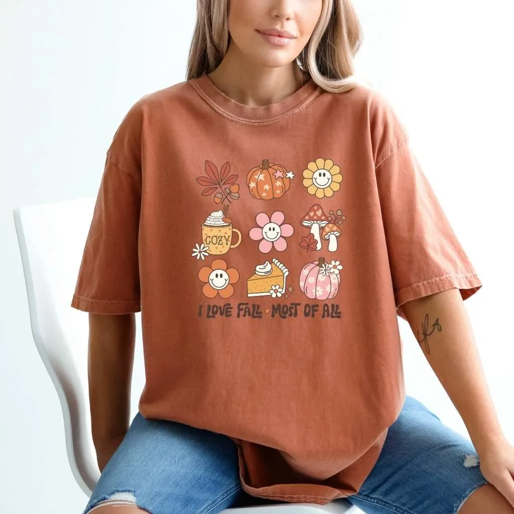 I Love Fall Most of All Retro Tee | Cozy Fall Vibes Unisex Shirt