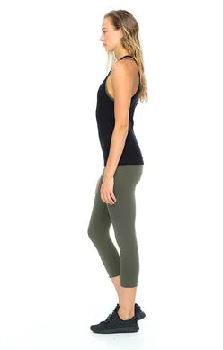 Indah Women's Mango Solid Highneck Tank Top | Black