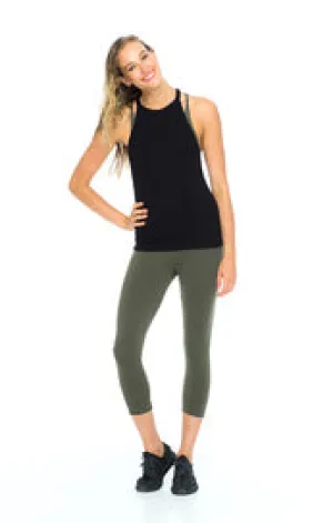 Indah Women's Mango Solid Highneck Tank Top | Black