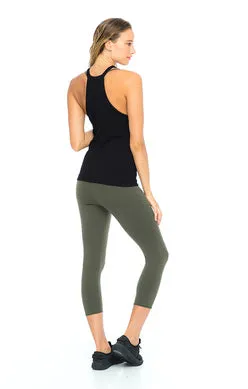 Indah Women's Mango Solid Highneck Tank Top | Black