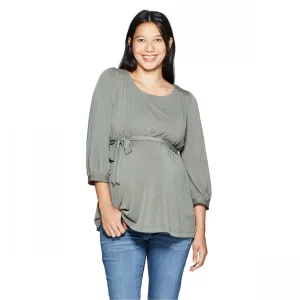 Isabel Maternity by Ingrid & Isabel Crewneck 3/4 Sleeve Sandwashed Top