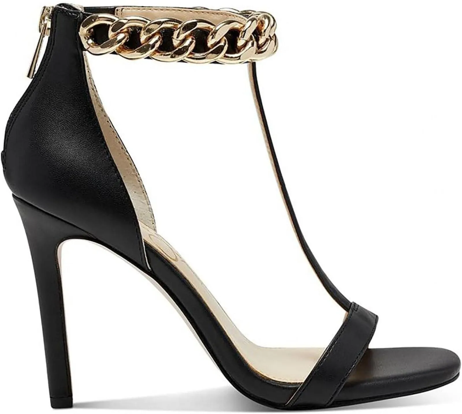 Jessica Simpson Omesa Chain Embellished Ankle Strap Heels Black Italia Nappa 10M