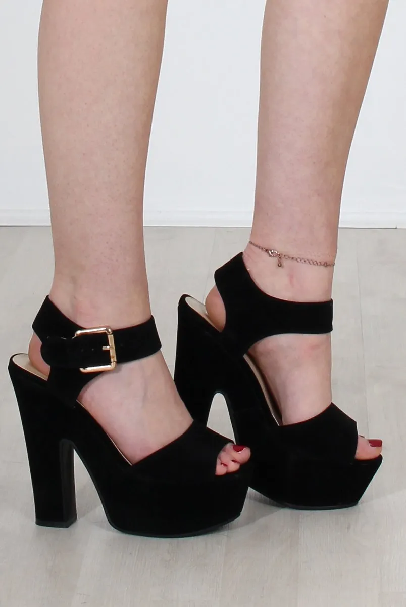 Kali Black Suede Platform Heels