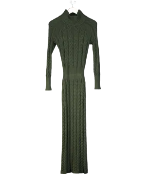 Karen Millen Green Cable Knit Funnel Neck Maxi Dress UK XS