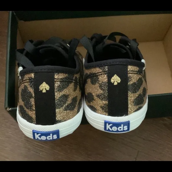 Kate Spade x Keds Girl’s Glitter Kickstart Jr Sneakers Leopard Print NIB