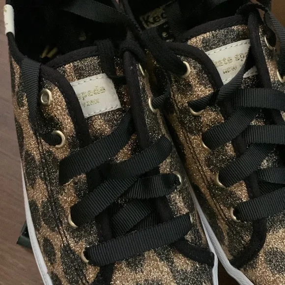 Kate Spade x Keds Girl’s Glitter Kickstart Jr Sneakers Leopard Print NIB