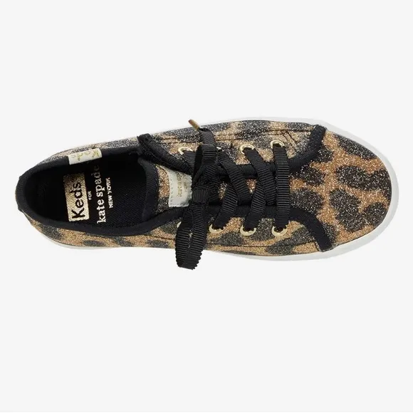 Kate Spade x Keds Girl’s Glitter Kickstart Jr Sneakers Leopard Print NIB