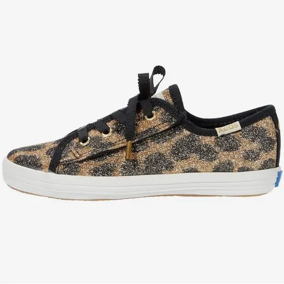Kate Spade x Keds Girl’s Glitter Kickstart Jr Sneakers Leopard Print NIB