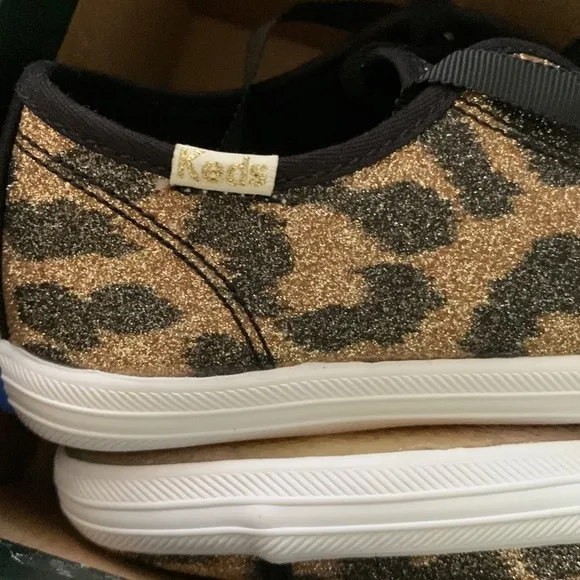 Kate Spade x Keds Girl’s Glitter Kickstart Jr Sneakers Leopard Print NIB