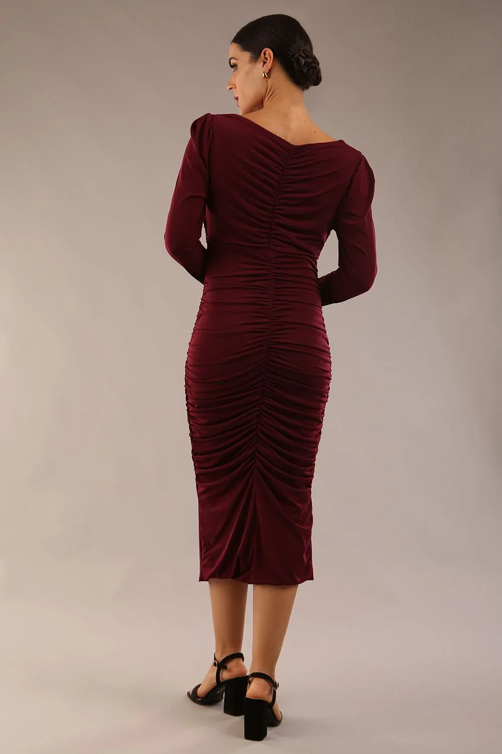 Kiki Silky Stretch Ruched Midi Dress